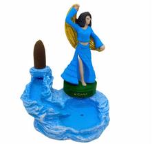 Incensário cascata Cigana Azul clara 13 cm resina Incensário cascata Cigana Azul clara 13 cm resina