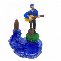 Incensário Cascata Cigano Azul Escuro em Resina 13 Cm