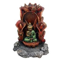 Incensário Cascata de Buda com Flor de Lótus em Resina - 11cm
