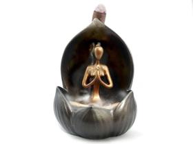 Incensário Cascata de Fumaça Yoga Padmasana + 5 Incensos Cone Backflow