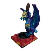 Incensário Cascata Dragão Azul 16 x15 cm Resina Incensário Cascata Dragão Azul 16 x15 cm Resina