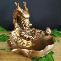 Incensário cascata dragão dourado 13 cm - CASA FÉ