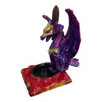 Incensário Cascata Dragão Roxo 16 X15 Cm Resina