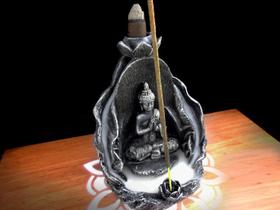 Incensário Cascata e Palito Buda Meditação na Flor de Lotus + 5 Incensos