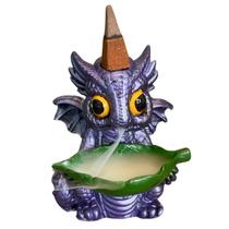 Incensário Cascata e Vareta Dragão Baby Roxo Perolado Decoração Casa Relaxamento