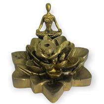 Incensário cascata Flor de Lotus pontudo Yoga dourado 7 cm