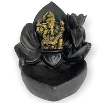 Incensário Cascata Flor Grande Ganesh Livro Dourado E Preto Incensário Cascata Flor Grande Ganesh Livro Dourado E Preto