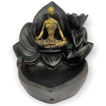 Incensário Cascata Flor Grande Youga Dourado E Preto 10 Cm Incensário Cascata Flor Grande Youga Dourado E Preto 10 Cm