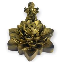 Incensário Cascata Flor Lotus Pontudo Ganesh Livro Dourado 7