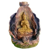Incensário Cascata Folha Buda Cobreado em Resina 10 Cm - Lua Mistica