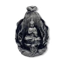 Incensario cascata folha buda prata 11 cm em resina Incensario cascata folha buda prata 11 cm em resina