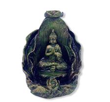 Incensario cascata folha buda verde 11 cm em resina Incensario cascata folha buda verde 11 cm em resina
