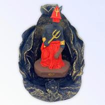 Incensário Cascata Folha Exu Dourado Envelhecido 12 Cm