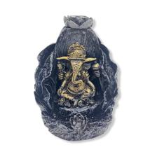 Incensario cascata folha ganesha prata 11 cm em resina