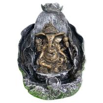 Incensário Cascata Folha Ganesha Prata e Dourado 11 Cm
