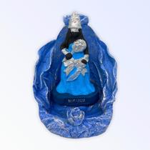 Incensario cascata Folha Iemanjá negra 12 cm azul claro em resina Incensario cascata Folha Iemanjá negra 12 cm azul claro em resina