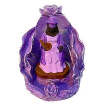 Incensário Cascata Folha Nanã 12 Cm Lilás Em Resina