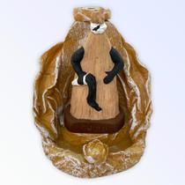 Incensário cascata Folha Omolú 12 cm palha em resina