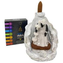 Incensário Cascata Folha Oxalá Branco 10 Cm + 10 Incensos