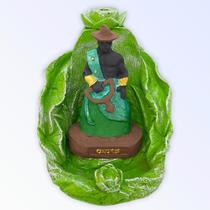 Incensário cascata Folha Oxossi verde 12 cm em resina Incensário cascata Folha Oxossi verde 12 cm em resina