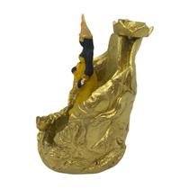 Incensário Cascata Folha Oxum 12 Cm Dourado Em Resina