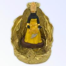 Incensario cascata Folha Oxum 12 cm dourado em resina