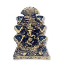 Incensário Cascata Ganesha 8 Quedas Dourado 14 cm em Resina