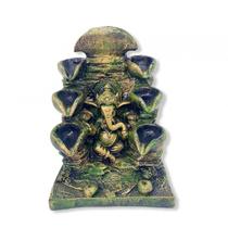 Incensário Cascata Ganesha 8 Quedas Verde 14 cm em Resina