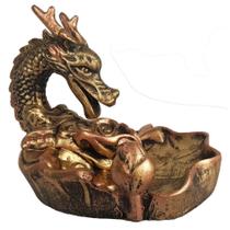 Incensario Cascata Grande Dragao Serpente Dourada - Decore Casa