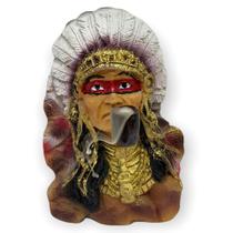 Incensario Cascata Indio Caboclo Pena Branca 15,50 Cm