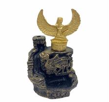 Incensário cascata Ísis preto e dourado 12 cm resina