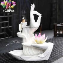 Incensário Cascata Mão De Buda Mudra Com Flor De Lótus