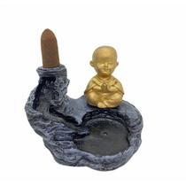 Incensário Cascata Monginho Cinza Com Dourado 07 Cm