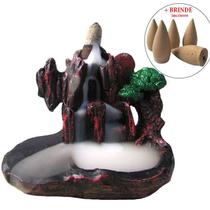 Incensário Cascata Montanha com Árvore 8cm + Brinde
