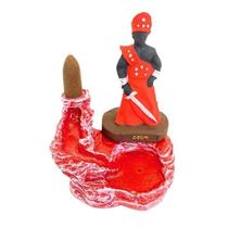 Incensário Cascata Ogum Vermelho 12 Cm Resina