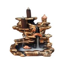 Incensario Cascata Oriental de Resina Dourado c Bronze Incensario Cascata Oriental de Resina Dourado c Bronze