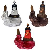 Incensário Cascata Orixá Xangô Em Resina 12 Cm-Escolha A Cor