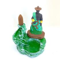 Incensário cascata Oxossi verde 12 cm resina Incensário cascata Oxossi verde 12 cm resina