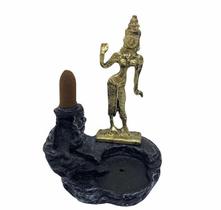 Incensário Cascata Parvath Em Metal Dourado 12 Cm Em Resina