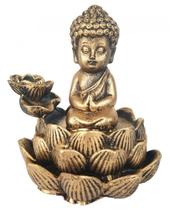 Incensario Cascata Porta Incenso Flor De Lotus Buda Menino - Decore Casa
