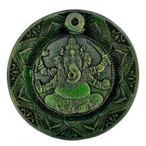 Incensário Cascata Prato Deus Ganesha Verde 12 cm em Resina - META ATACADO