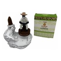 Incensário Cascata Preto Velho 10 Cm Resina + 10 Incensos