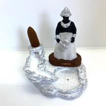 Incensário Cascata Xangô Ayrá Branco 12 Cm Resina