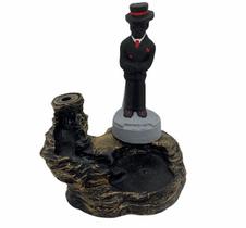 Incensário cascata Zé Pelintra preto 12 cm resina