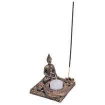 Incensário Castiçal Porta Vela Buda Tibetano Hindu De Resina