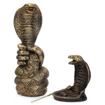 Incensário Cobra Estátua Grande Naja 7 Varetas Incenso