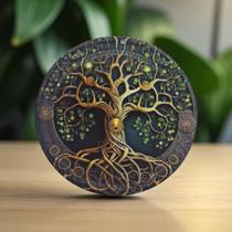Incensario de Metal Alto Relevo Arvore da Vida 10,8 cm com Ímã Suporte para Incenso Vareta