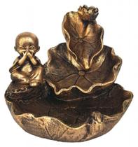 Incensario De Resina Cascata Folha Buda Sabio Mudo - Decore Casa Incensario De Resina Cascata Folha Buda Sabio Mudo - Decore Casa