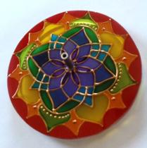 Incensário de vidro 12cm Mandala 7 cores - Mandalas Em Vitral