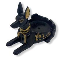 Incensário e porta velas Anúbis 4 cm em resina